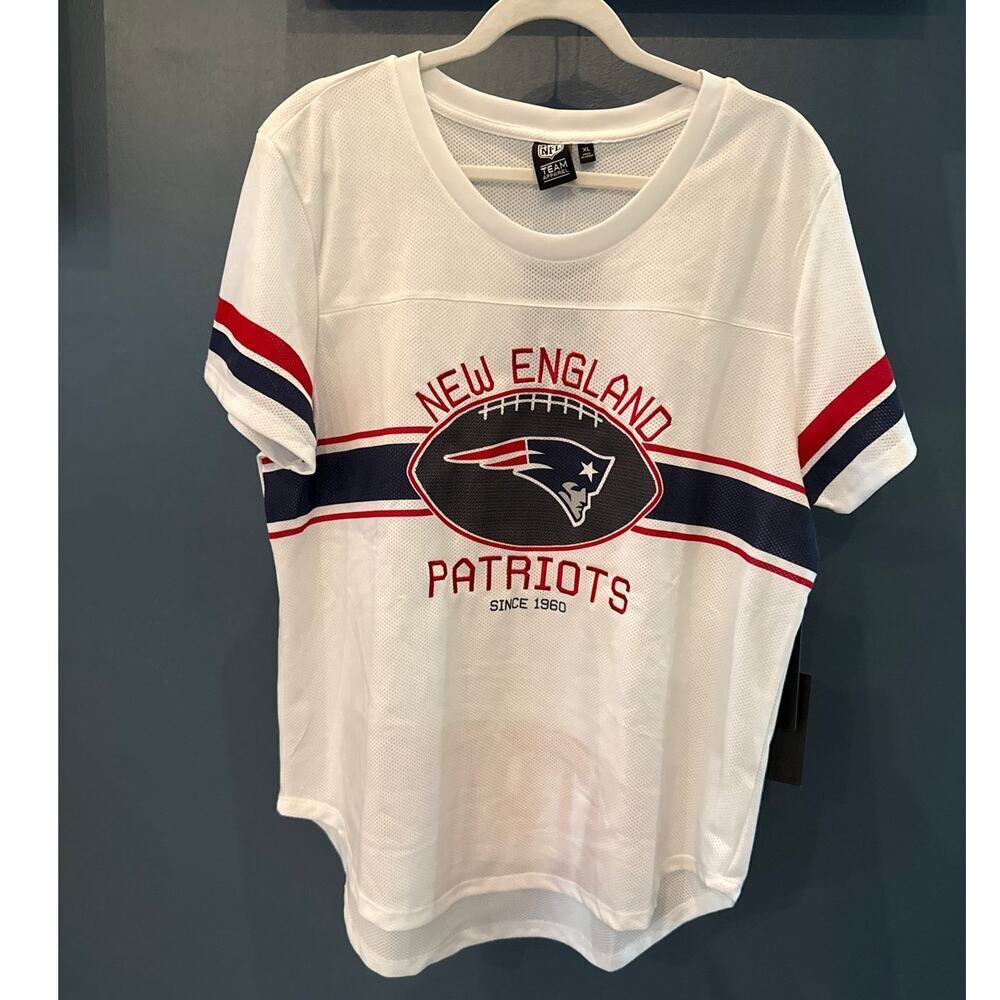 New England Patriots Womens Graphic Mesh Jersey Top XL NFL Apparel Fan NEW